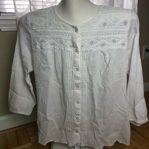 Alfred Dunner White Peasant Blouse